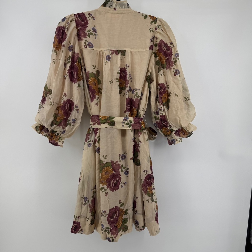 Entro Floral Mini Dress Women S Fit Flare Belted Puff Sleeve Boho Cottagecore - Picture 11 of 12